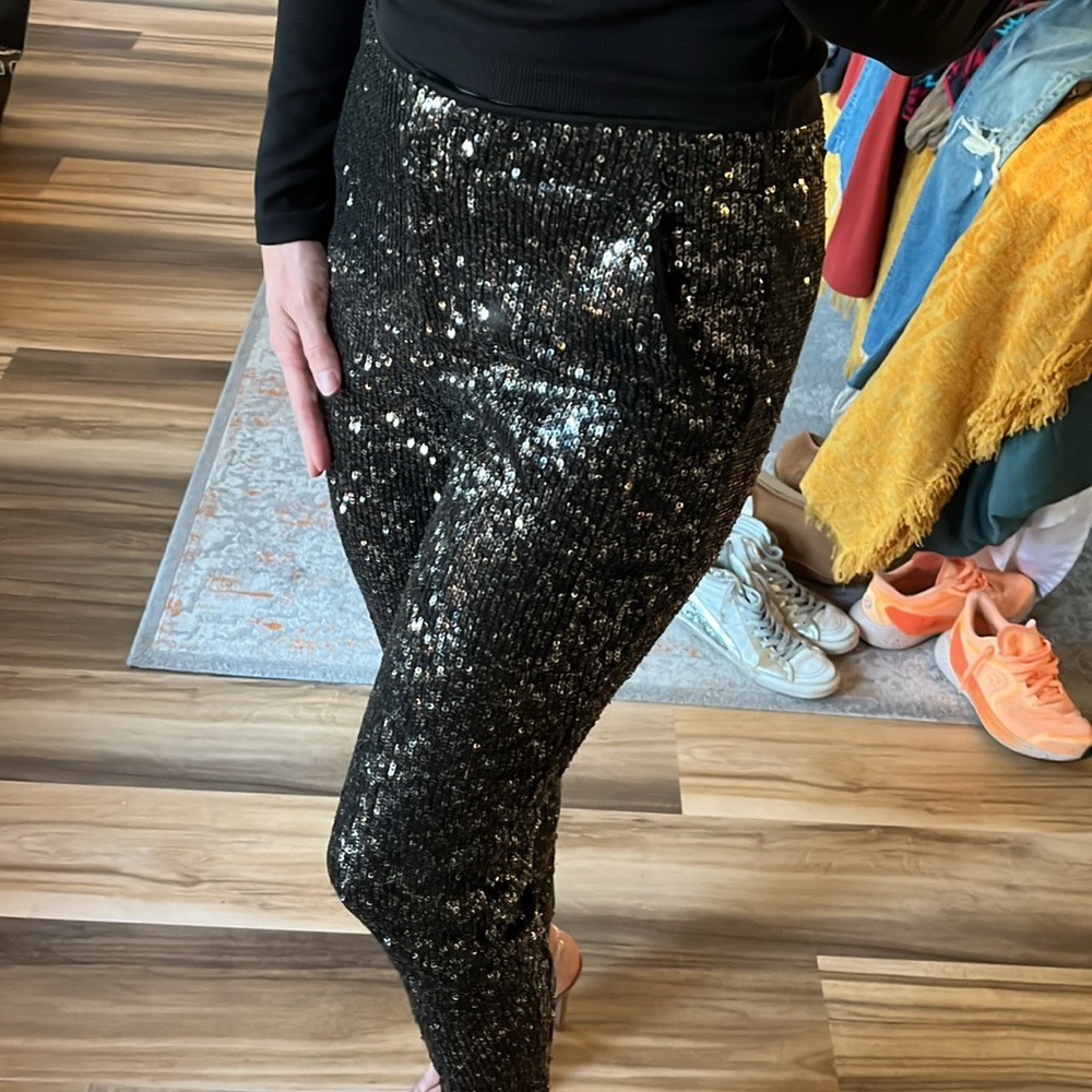 REISS NWT Hero Sequin Trouser Women’s Size 2 - Picture 4 of 9